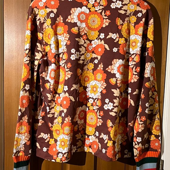 Manoush NWT vintage print cotton tee. retro 70s floral, rainbow stripes. L - Picture 6 of 14